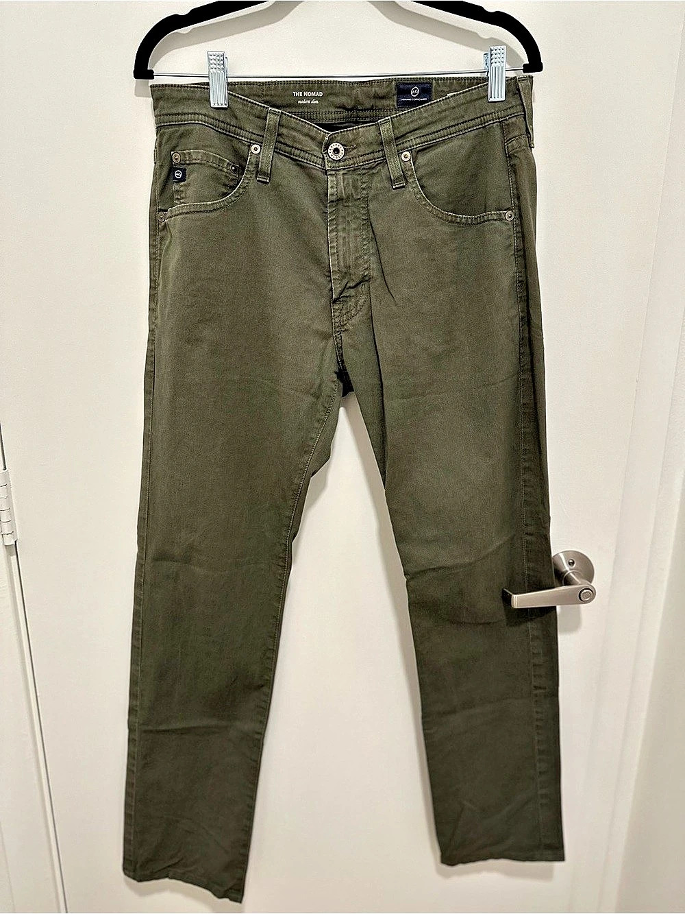AG Adriano Goldschmied The Nomad Modern Slim Pants Olive Green 31x30 $215 MSRP
